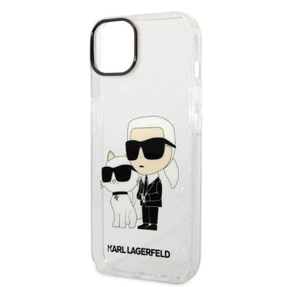 Tok Apple iPhone 14 Plus-hoz, Karl Lagerfeld, Glitter Karl & Choupette, Átlátszó