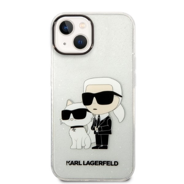 Tok Apple iPhone 14 Plus-hoz, Karl Lagerfeld, Glitter Karl & Choupette, Átlátszó
