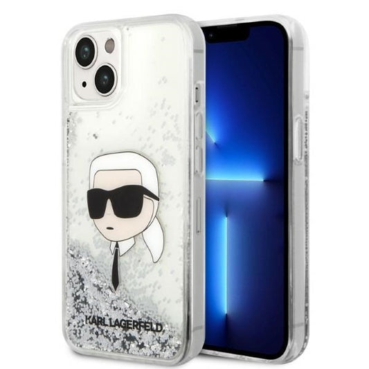 Tok Apple iPhone 14 Plus-hoz, Karl Lagerfeld, Glitter Karl's Head, Ezüst
