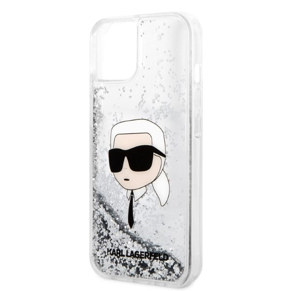 Tok Apple iPhone 14 Plus-hoz, Karl Lagerfeld, Glitter Karl's Head, Ezüst