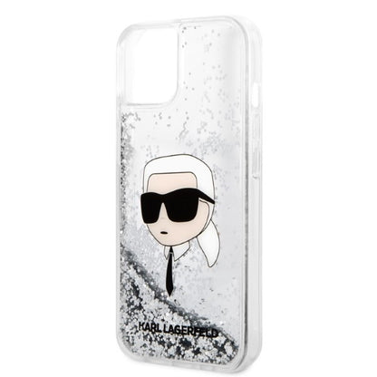 Tok Apple iPhone 14 Plus-hoz, Karl Lagerfeld, Glitter Karl's Head, Ezüst