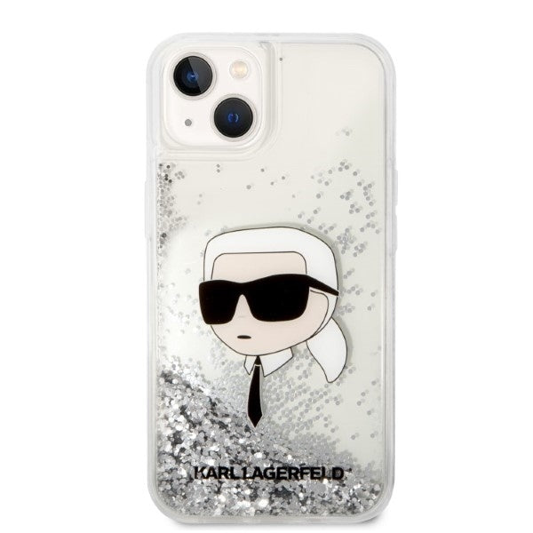 Tok Apple iPhone 14 Plus-hoz, Karl Lagerfeld, Glitter Karl's Head, Ezüst