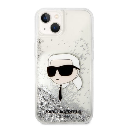 Tok Apple iPhone 14 Plus-hoz, Karl Lagerfeld, Glitter Karl's Head, Ezüst