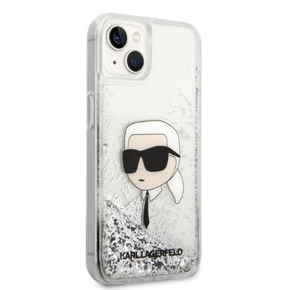 Tok Apple iPhone 14 Plus-hoz, Karl Lagerfeld, Glitter Karl's Head, Ezüst