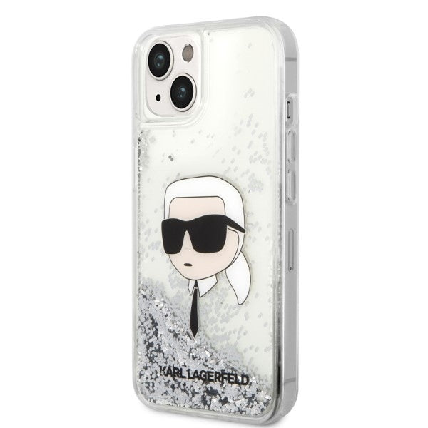 Tok Apple iPhone 14 Plus-hoz, Karl Lagerfeld, Glitter Karl's Head, Ezüst
