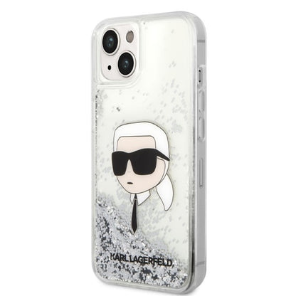 Tok Apple iPhone 14 Plus-hoz, Karl Lagerfeld, Glitter Karl's Head, Ezüst