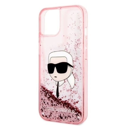 Tok Apple iPhone 14 Plus-hoz, Karl Lagerfeld, Glitter Karl's Head, Rózsaszín