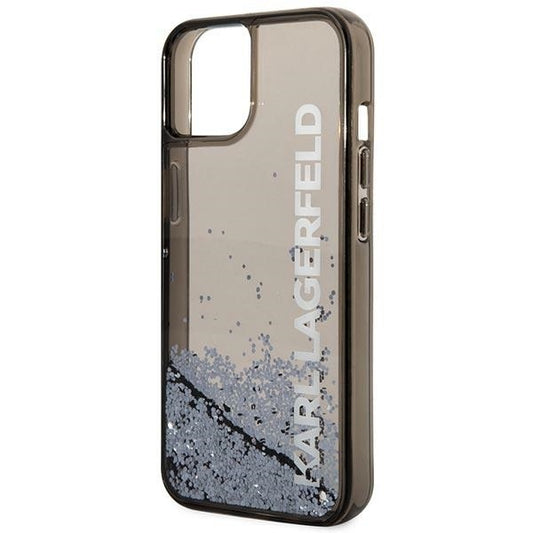 Tok Apple iPhone 14 Plus-hoz, Karl Lagerfeld, Liquid Glitter KL Logo, Fekete