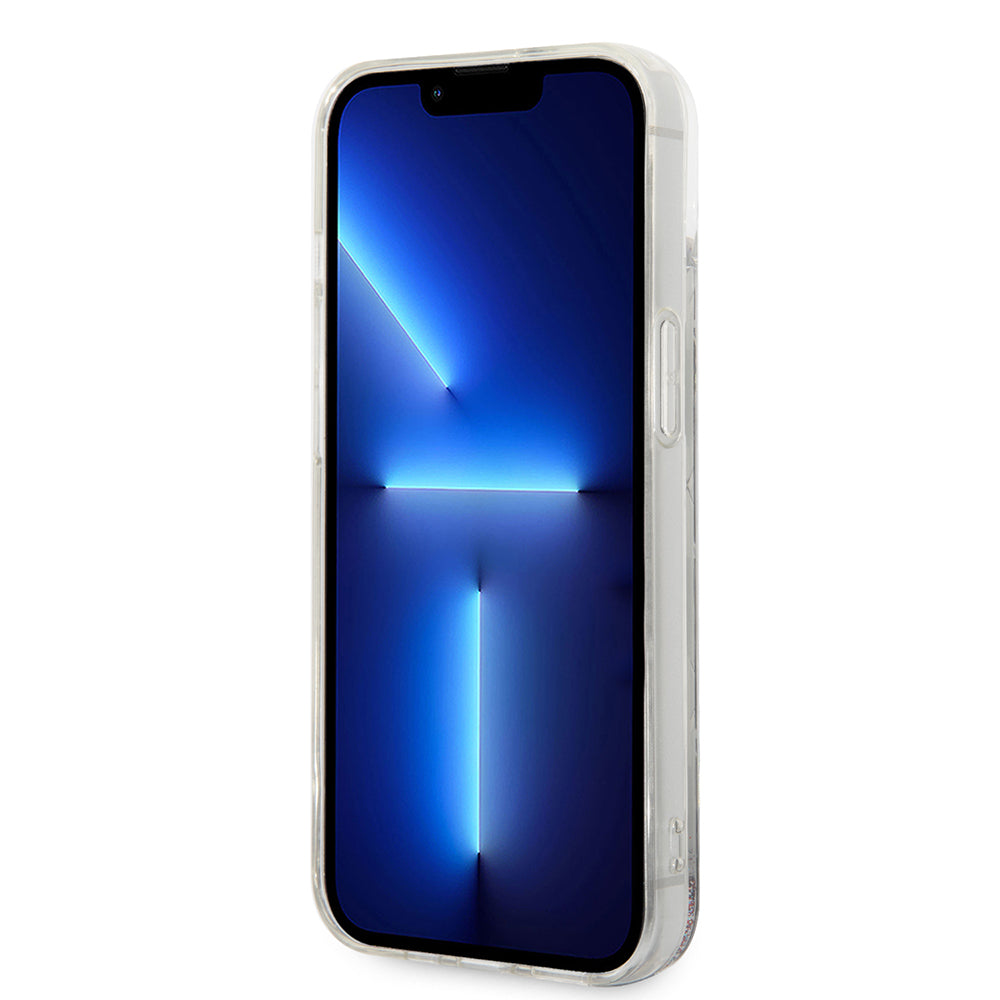 Tok Apple iPhone 14 Plus-hoz, Karl Lagerfeld, Liquid Glitter Monogram, Ezüst