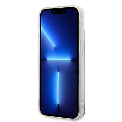 Tok Apple iPhone 14 Plus-hoz, Karl Lagerfeld, Liquid Glitter Monogram, Ezüst