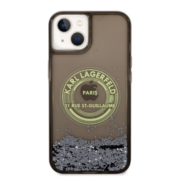 Tok Apple iPhone 14 Plus-hoz, Karl Lagerfeld, Liquid Glitter RSG, Fekete