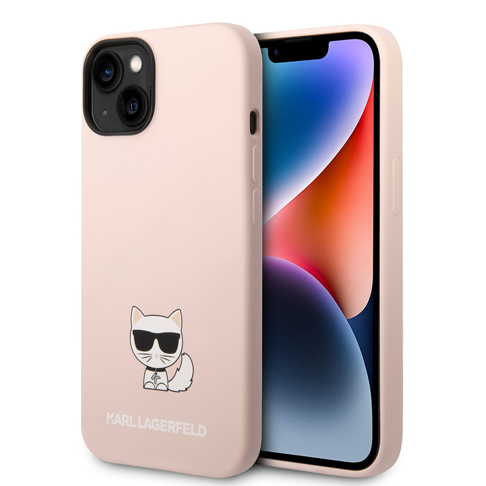 Tok Apple iPhone 14 Plus-hoz, Karl Lagerfeld, Silicone Body Choupette, Rózsaszín