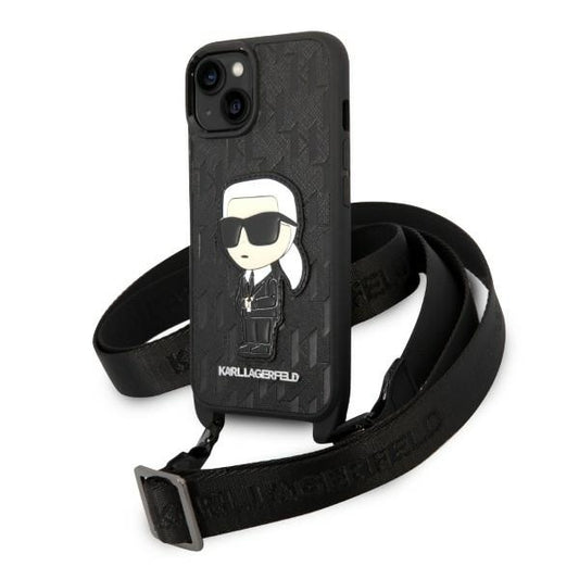 Tok Apple iPhone 14 Plus-hoz, Karl Lagerfeld, Monogram Ikonik Karl, Fehér