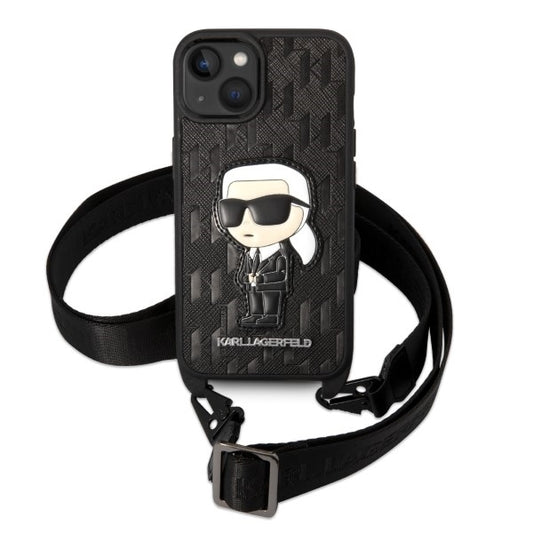 Tok Apple iPhone 14 Plus-hoz, Karl Lagerfeld, Monogram Ikonik Karl, Fehér