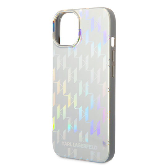 Tok Apple iPhone 14 Plus-hoz, Karl Lagerfeld, Monogram Iridescent, Ezüst