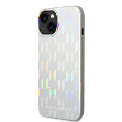 Case for Apple iPhone 14 Plus, Karl Lagerfeld, Monogram Iridescent, Silver