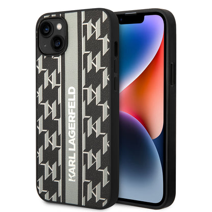 Tok Apple iPhone 14 Plus-hoz, Karl Lagerfeld, Monogram Stripe, Szürke
