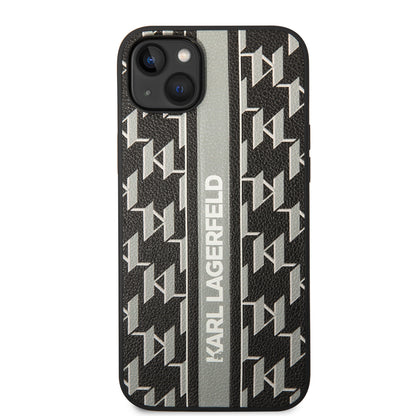 Tok Apple iPhone 14 Plus-hoz, Karl Lagerfeld, Monogram Stripe, Szürke
