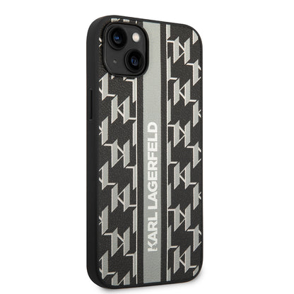 Tok Apple iPhone 14 Plus-hoz, Karl Lagerfeld, Monogram Stripe, Szürke