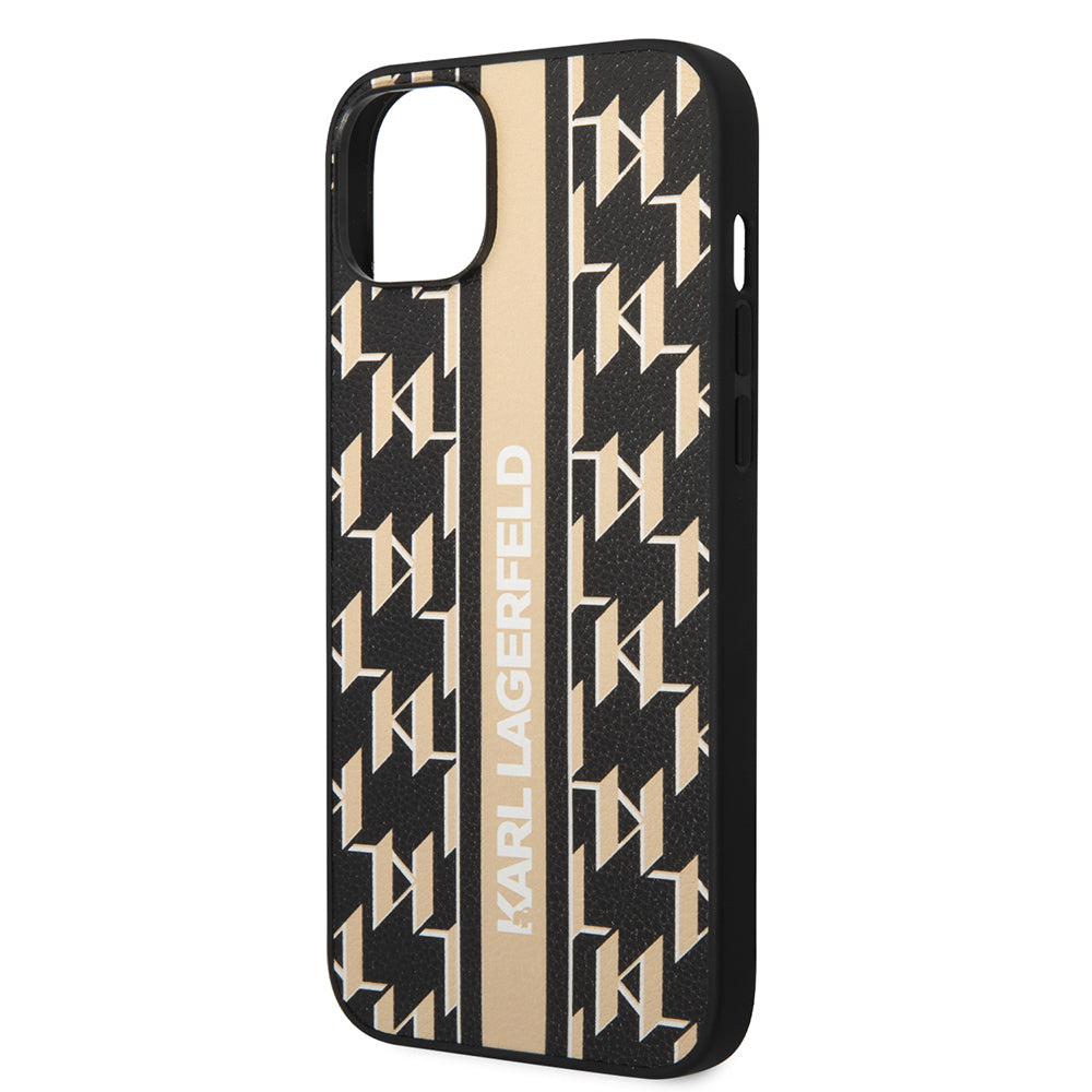 Tok Apple iPhone 14 Plus-hoz, Karl Lagerfeld, Monogram Stripe, Barna