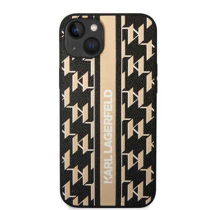Tok Apple iPhone 14 Plus-hoz, Karl Lagerfeld, Monogram Stripe, Barna