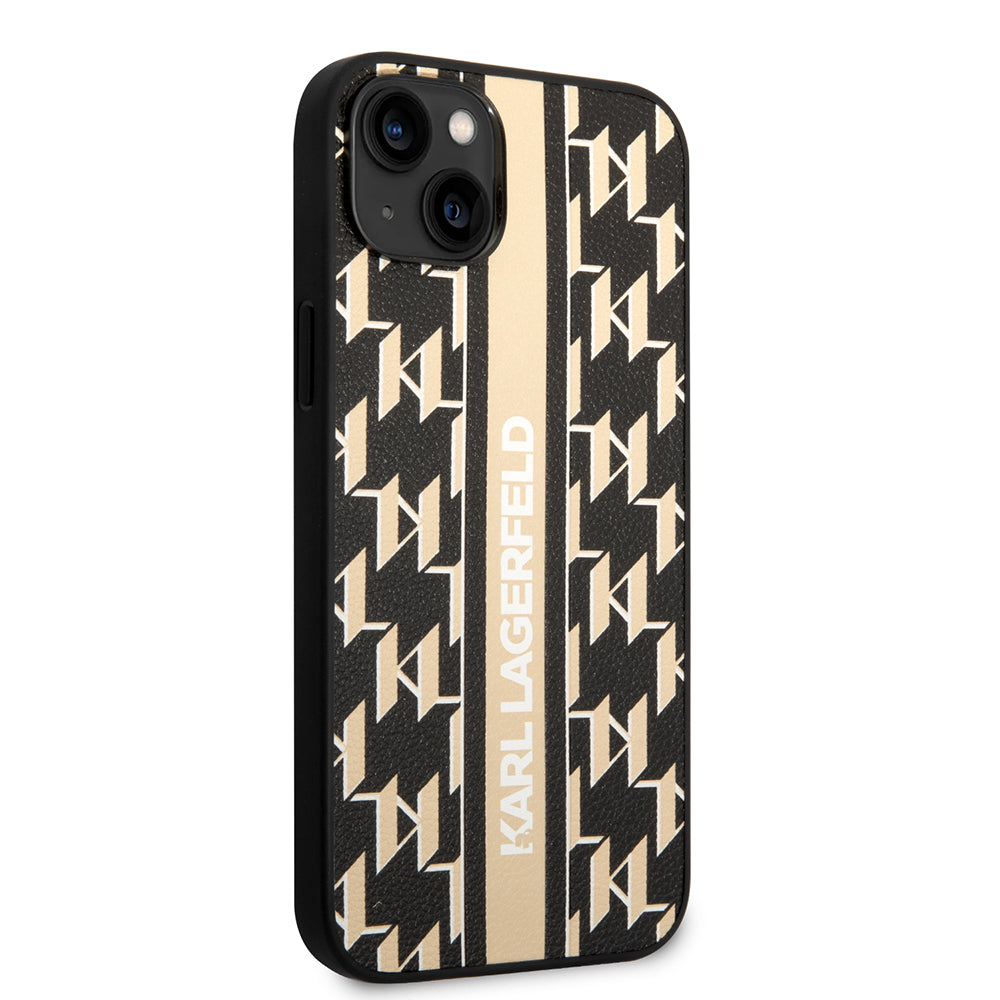 Tok Apple iPhone 14 Plus-hoz, Karl Lagerfeld, Monogram Stripe, Barna