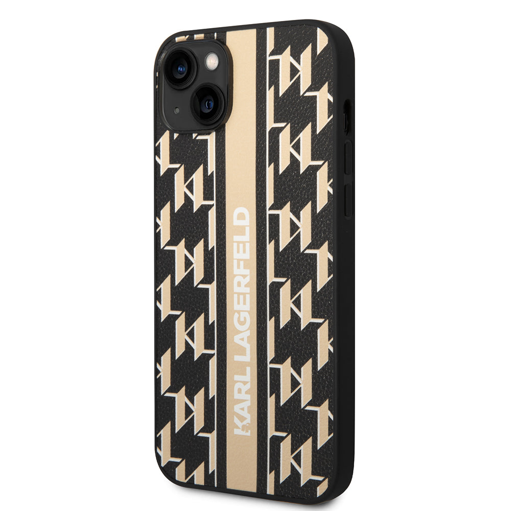Tok Apple iPhone 14 Plus-hoz, Karl Lagerfeld, Monogram Stripe, Barna