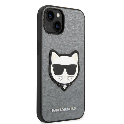 Tok Apple iPhone 14 Plus-hoz, Karl Lagerfeld, Saffiano Choupette's Head, Ezüst