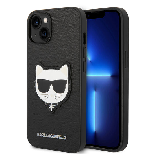 Tok Apple iPhone 14 Plus-hoz, Karl Lagerfeld, Saffiano Choupette's Head, Fekete