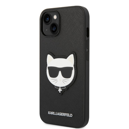 Case for Apple iPhone 14 Plus, Karl Lagerfeld, Saffiano Choupette's Head, Black