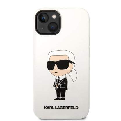 Case for Apple iPhone 14 Plus, Karl Lagerfeld, Ikonik Karl Silicone, White