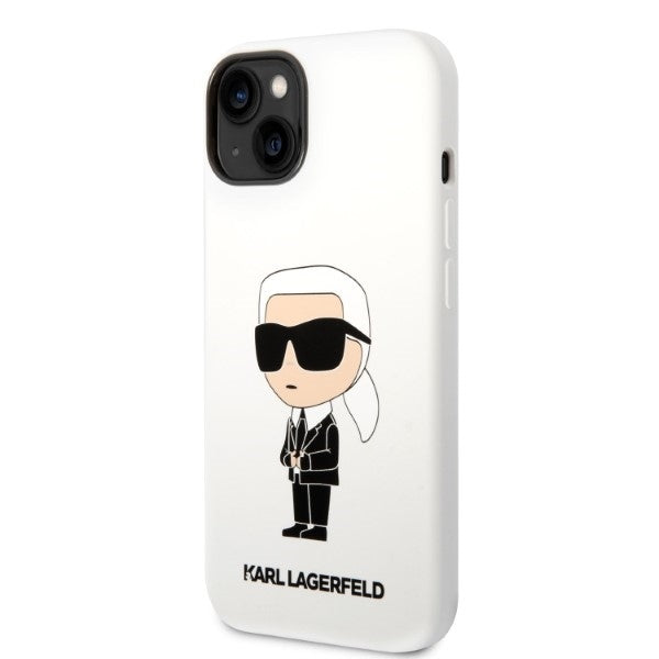 Case for Apple iPhone 14 Plus, Karl Lagerfeld, Ikonik Karl Silicone, White
