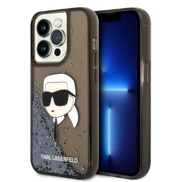 Tok Apple iPhone 14 Pro-hoz, Karl Lagerfeld, Glitter Karl's Head, Fekete
