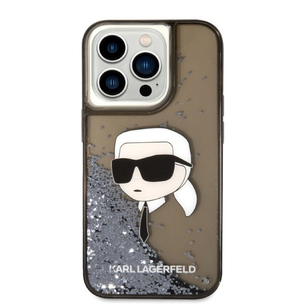 Tok Apple iPhone 14 Pro-hoz, Karl Lagerfeld, Glitter Karl's Head, Fekete