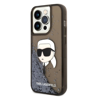 Tok Apple iPhone 14 Pro-hoz, Karl Lagerfeld, Glitter Karl's Head, Fekete