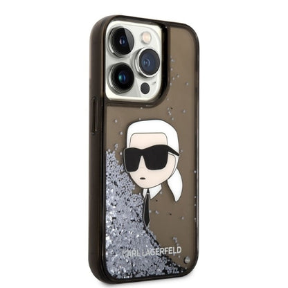 Tok Apple iPhone 14 Pro-hoz, Karl Lagerfeld, Glitter Karl's Head, Fekete