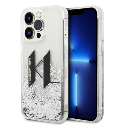 Tok Apple iPhone 14 Pro-hoz, Karl Lagerfeld, Liquid Glitter Big KL, Ezüst