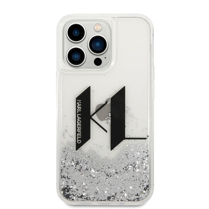 Tok Apple iPhone 14 Pro-hoz, Karl Lagerfeld, Liquid Glitter Big KL, Ezüst