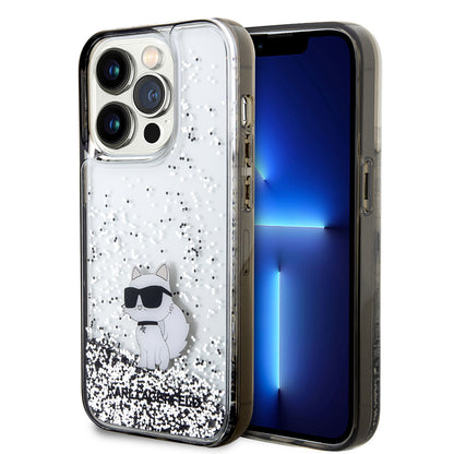 Tok Apple iPhone 14 Pro-hoz, Karl Lagerfeld, Liquid Glitter Choupette, Átlátszó