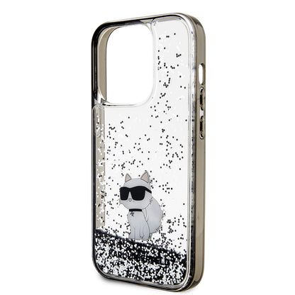Tok Apple iPhone 14 Pro-hoz, Karl Lagerfeld, Liquid Glitter Choupette, Átlátszó