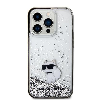 Tok Apple iPhone 14 Pro-hoz, Karl Lagerfeld, Liquid Glitter Choupette, Átlátszó