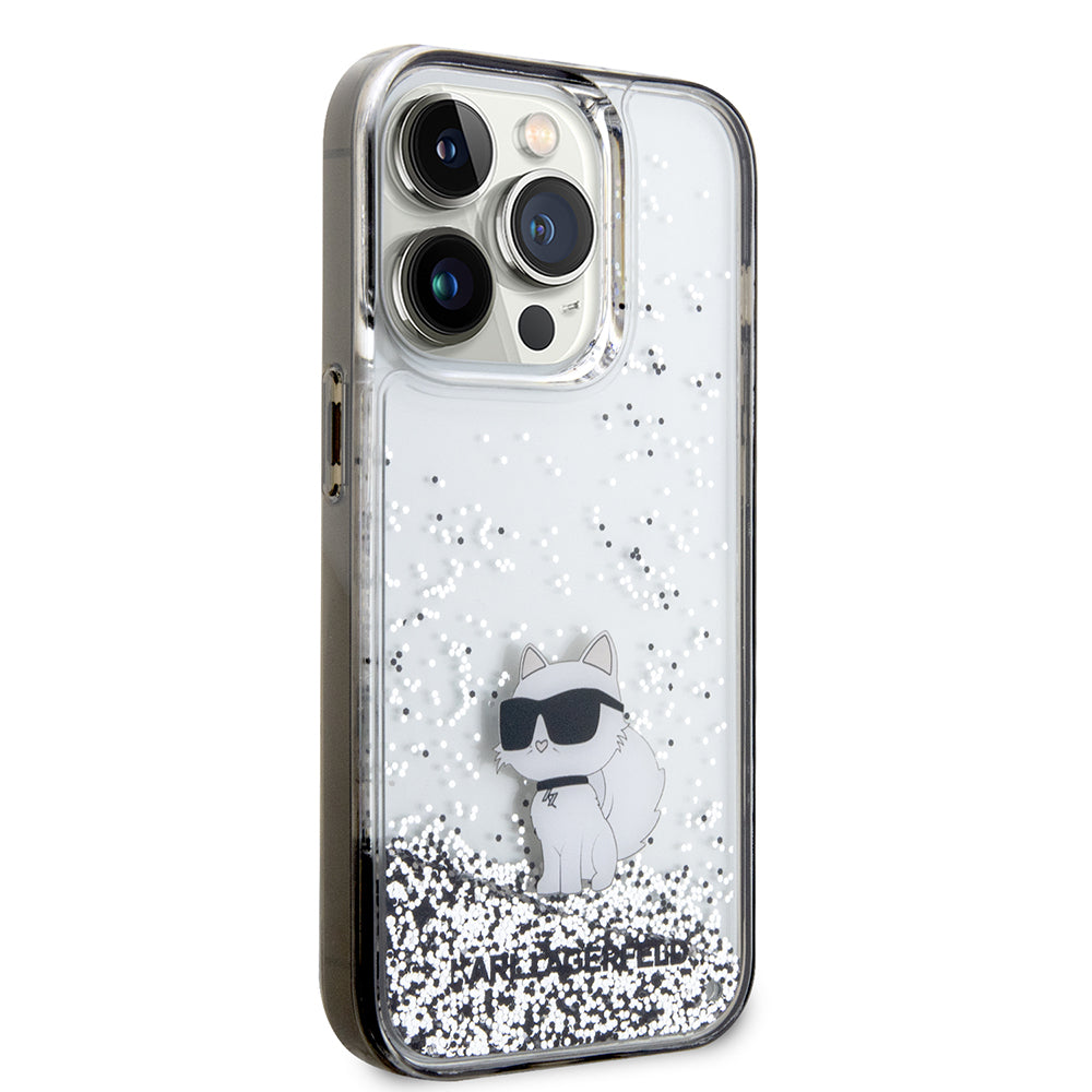 Tok Apple iPhone 14 Pro-hoz, Karl Lagerfeld, Liquid Glitter Choupette, Átlátszó