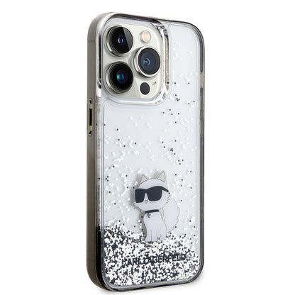 Tok Apple iPhone 14 Pro-hoz, Karl Lagerfeld, Liquid Glitter Choupette, Átlátszó
