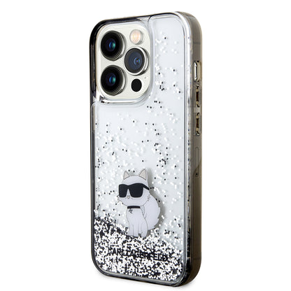 Tok Apple iPhone 14 Pro-hoz, Karl Lagerfeld, Liquid Glitter Choupette, Átlátszó