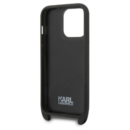 Tok Apple iPhone 14 Pro-hoz, Karl Lagerfeld, Monogram Ikonik Karl, Fekete