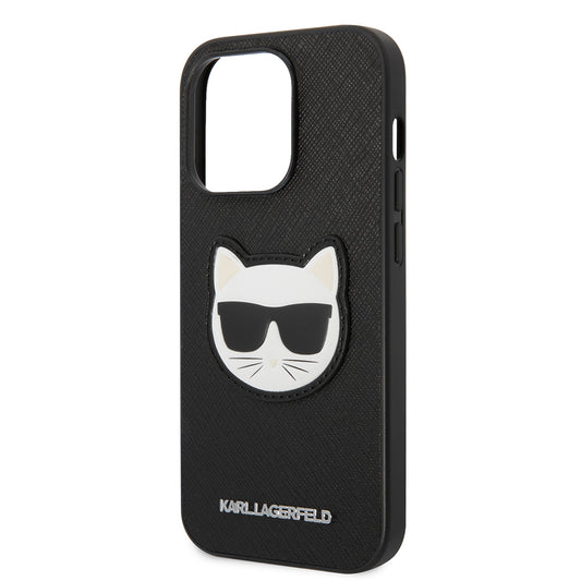 Tok Apple iPhone 14 Pro-hoz, Karl Lagerfeld, Saffiano Choupette's Head, Fekete