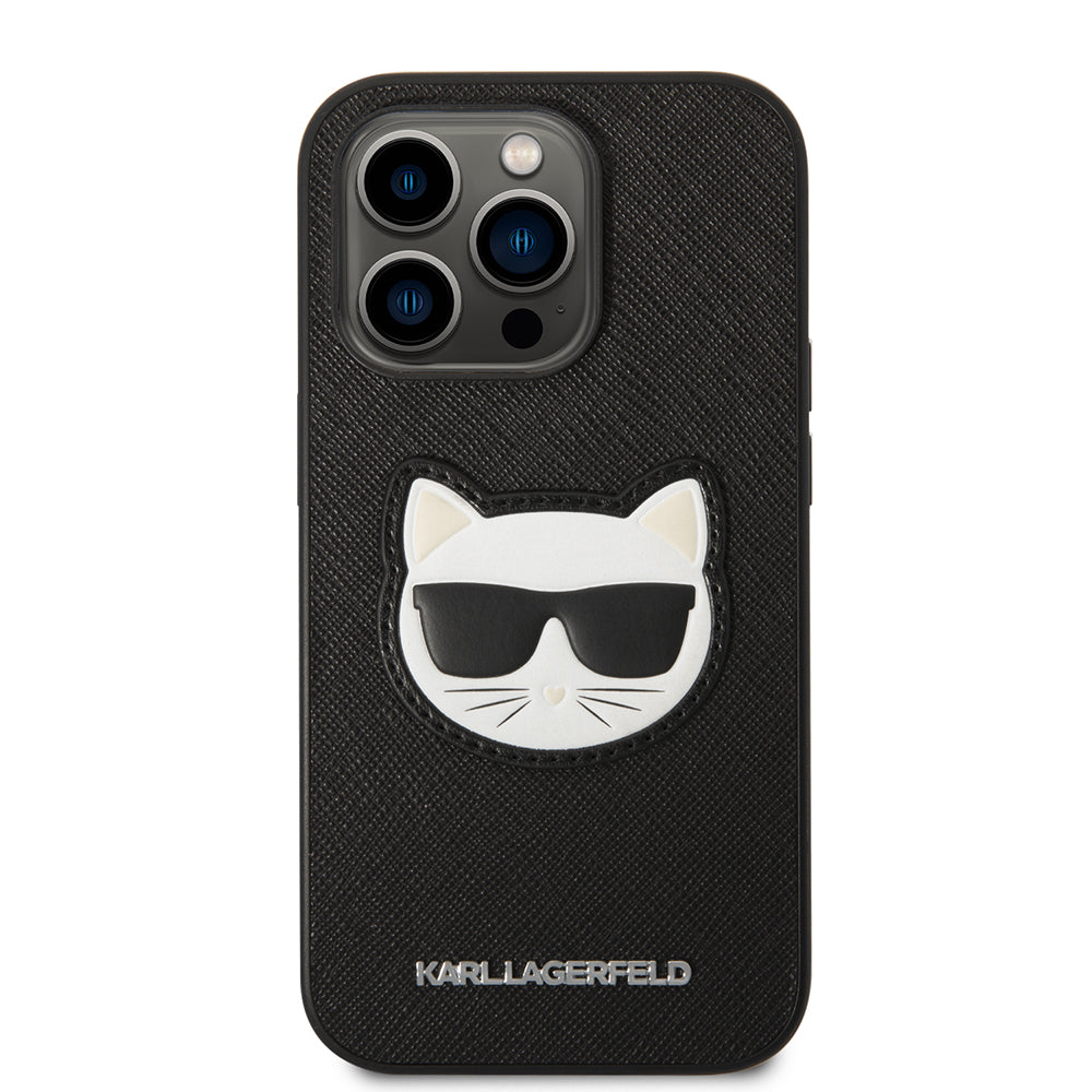 Tok Apple iPhone 14 Pro-hoz, Karl Lagerfeld, Saffiano Choupette's Head, Fekete