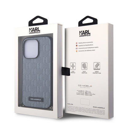 Tok Apple iPhone 14 Pro-hoz, Karl Lagerfeld, Saffiano Monogram Chain, Ezüst