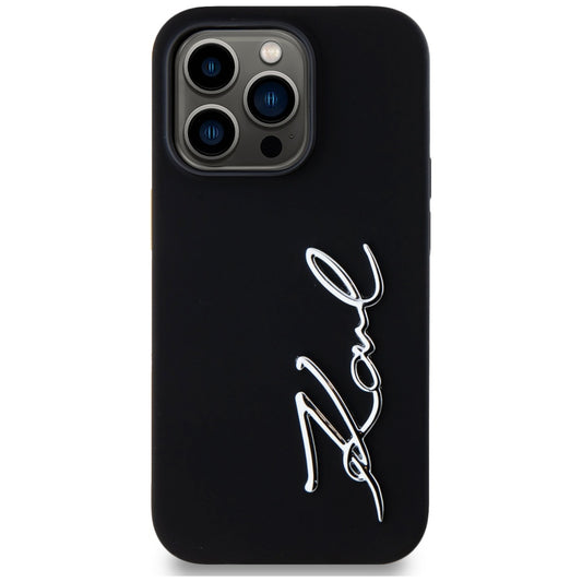 Tok Apple iPhone 14 Pro-hoz, Karl Lagerfeld, Silicone Karl Script, Fekete