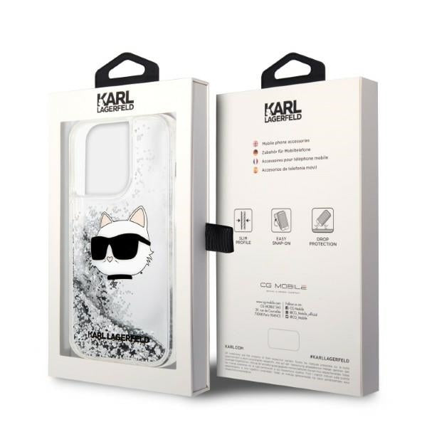 Case for Apple iPhone 14 Pro Max, Karl Lagerfeld, Glitter Choupette's Head, Silver